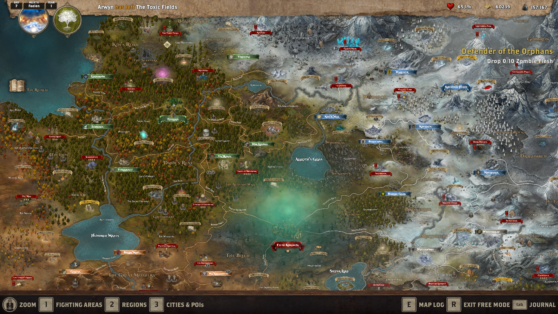 Print Screen da tela do mapa mundo de Alaloth Champions of the Four Kingdoms
