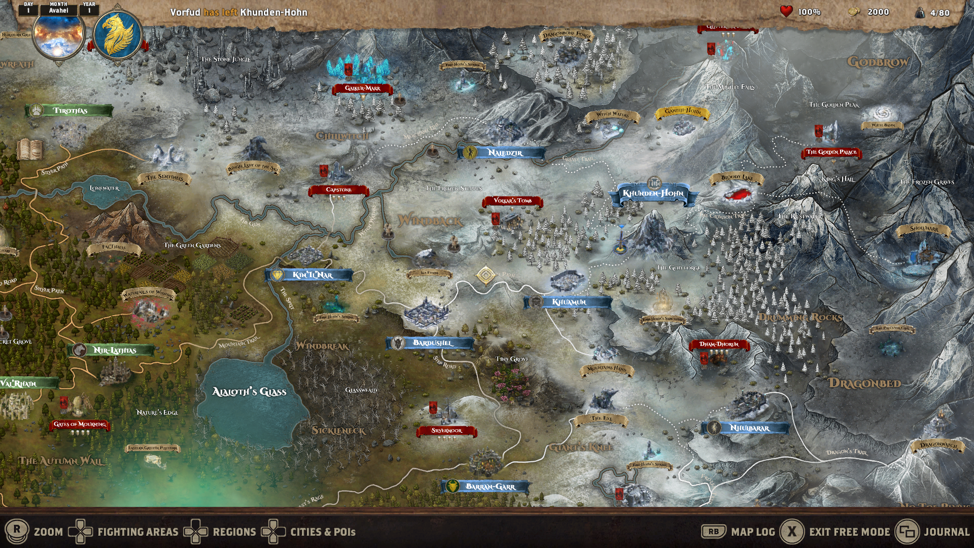 Mapa mundi do jogo Alaloth Champions of the Four Kingdoms