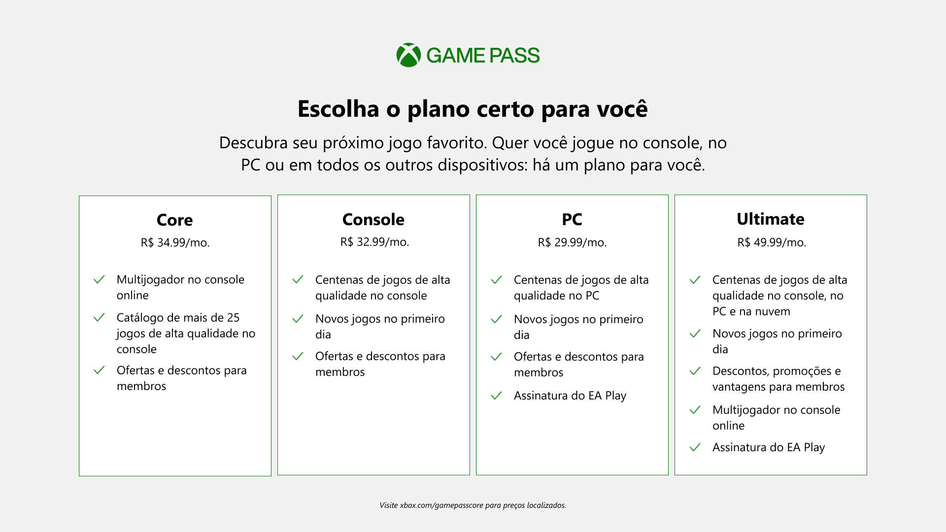 Novo plano e novos preços do Xbox Gamepass